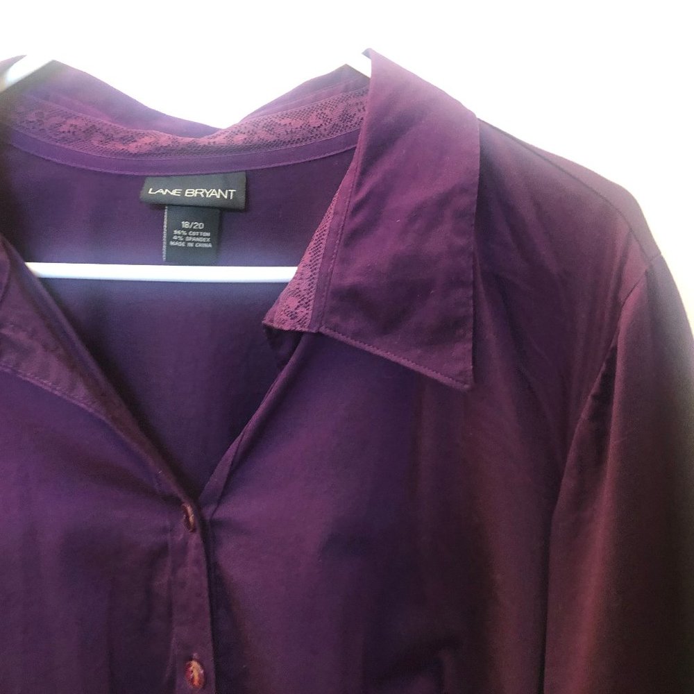 Lane Bryant Plus Size Purple Short Sleeve Blouse